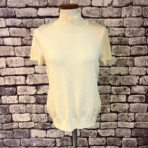 Talbots NWT Ivory Mock Neck Short Sleeve Sweater Size XLP
